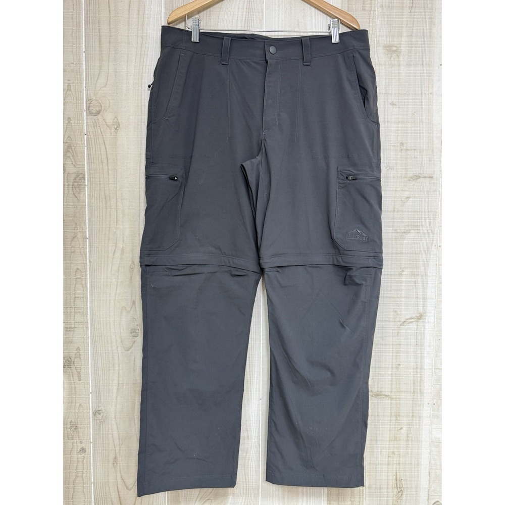 LL Bean Pants Mens 36x30 Cresta Hiking Zip-Off  Convertible Water Resistant Gray